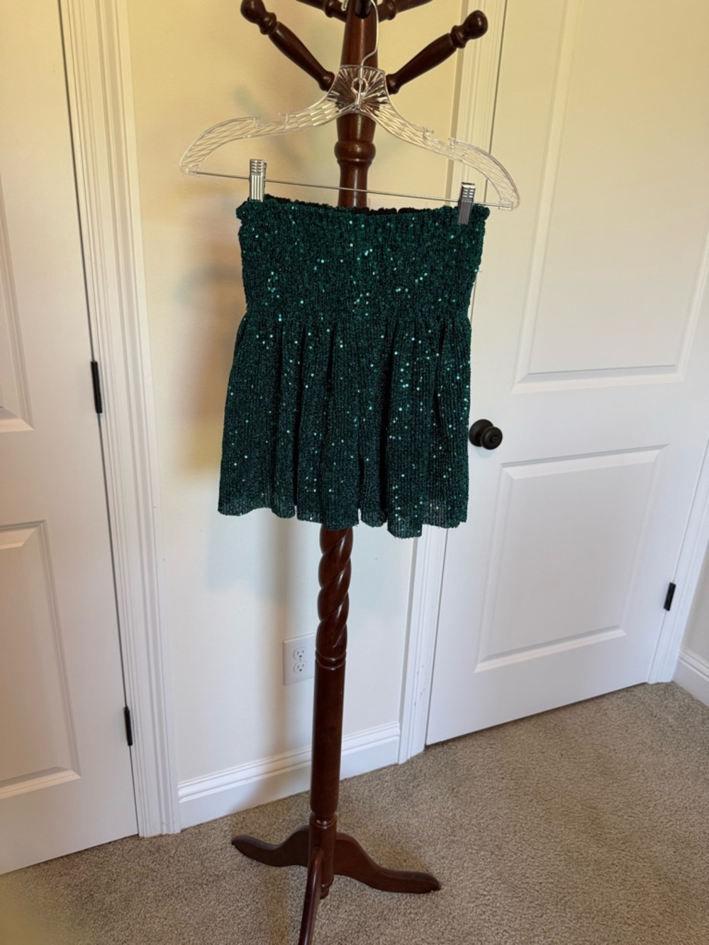Green Sequin Smocked shorts